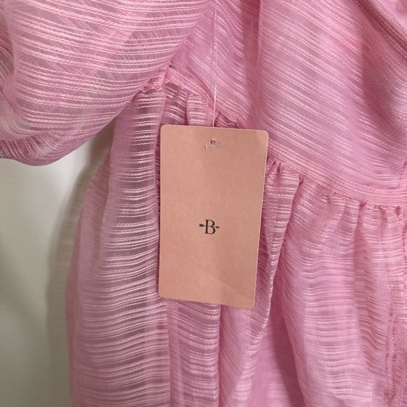 NWT BHLDN X Free People Alaine Pink Mini Dress Puff Sleeves Size 8 - Picture 6 of 6